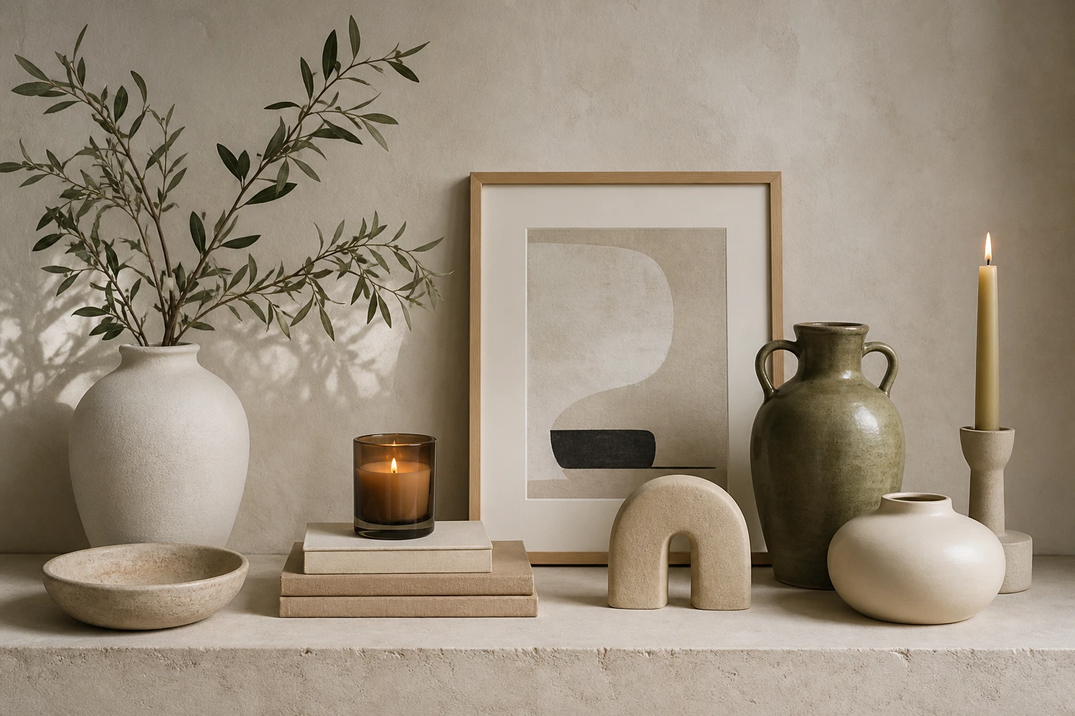 Decor objects ceramics and small accents grouped for a curated card